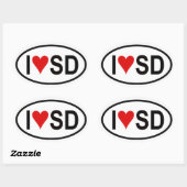 VIER "I [hart] SD" Ovale Sticker (Vel)