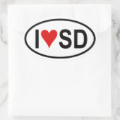 VIER "I [hart] SD" Ovale Sticker (Tas)