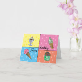 Vier Ice Cream Verjaardag Kaart