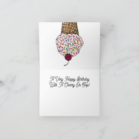 Vier Ice Cream Verjaardag Kaart (Binnen)