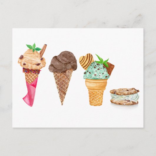 Vier ijsjes gepersonaliseerd briefkaart (Voorkant)