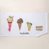 Vier ijsjes gepersonaliseerd strandlaken (Voorkant)