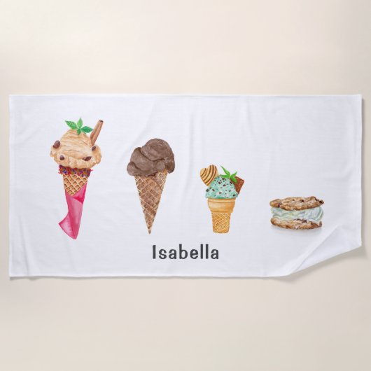 Vier ijsjes gepersonaliseerd strandlaken (Voorkant)