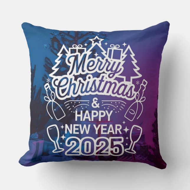 Vier in Comfort Nieuwjaar 2025 Gooi kussens (Voorkant)