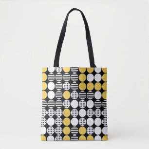 Vier in een rij - Dot design - zwart, wit, geel Tote Bag