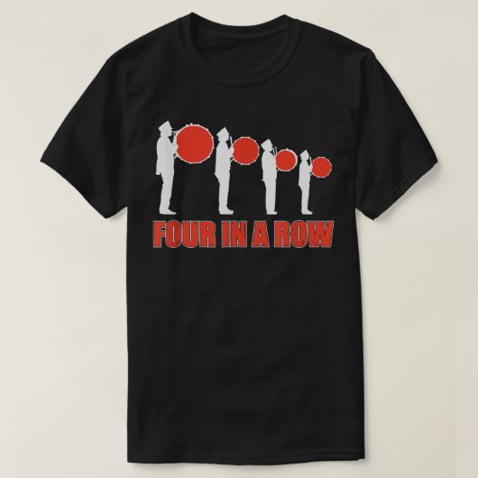 Vier in een rij Funny Drumline Band Musicia T-shirt (Design voorkant)