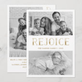Vier in Goud | Multi Foto Kerstmis Feestdagenkaart (Voorkant / Achterkant)