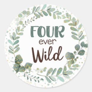 Vier in het wild levende landdieren ronde sticker