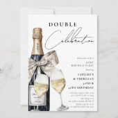 Vier in stijl dubbel verjaardagsfeest kaart (Voorkant)