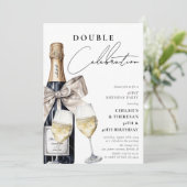 Vier in stijl dubbel verjaardagsfeest kaart (Staand voorkant)