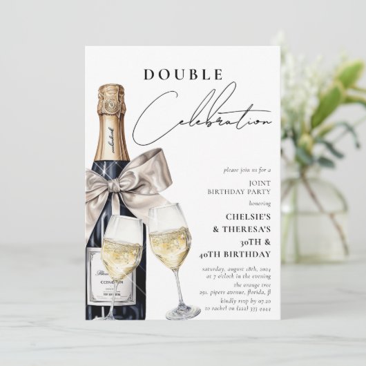 Vier in stijl dubbel verjaardagsfeest kaart (Staand voorkant)