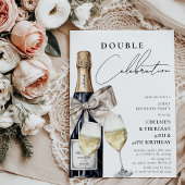 Vier in stijl dubbel verjaardagsfeest kaart