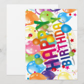 Vier in stijl: Happy Birthday Briefkaart (Voorkant / Achterkant)