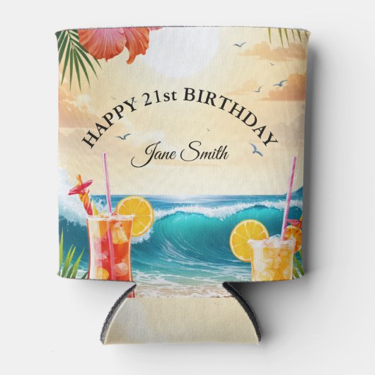 Vier in stijl met aangepaste 21e verjaardag blikjeskoeler (Voorkant)