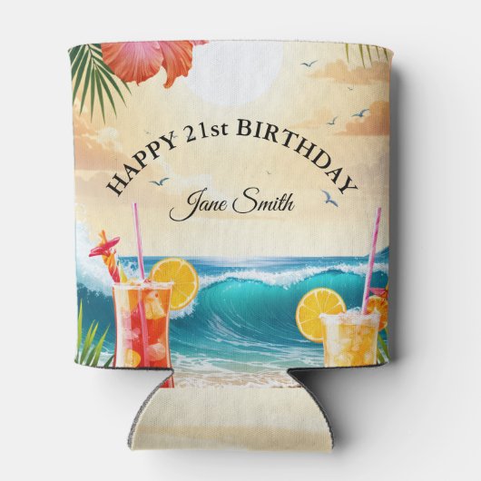 Vier in stijl met aangepaste 21e verjaardag blikjeskoeler (Achterkant)