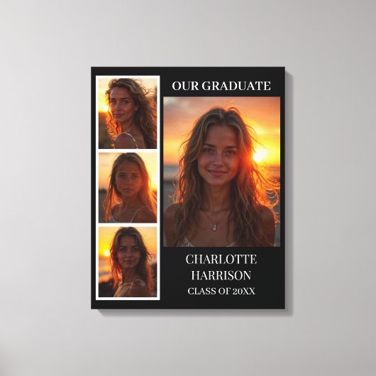 Vier in stijl met Afstuderen 4-Photo Collage Canvas Afdruk (Voorkant)