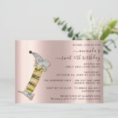 Vier in stijl met Roos Schattige Dog Sweet 16th Kaart (Staand voorkant)