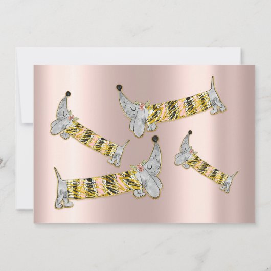 Vier in stijl met Roos Schattige Dog Sweet 16th Kaart (Achterkant)