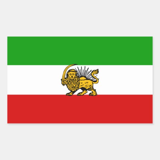 VIER Iran Leeuw & Zon Vlag Rechthoekige Sticker (Voorkant)