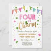 Vier is een Charm St. Patrick's Day Girl Birthday Kaart (Voorkant)