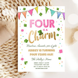 Vier is een Charm St. Patrick's Day Girl Birthday Kaart