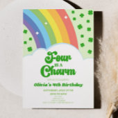 Vier is een charmant regenboog 4e verjaardagsfeest kaart