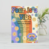 Vier is een Sfeer Verjaardagsuitnodiging, 4de verj Kaart (Staand voorkant)