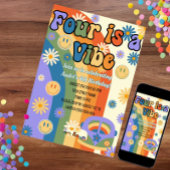 Vier is een Sfeer Verjaardagsuitnodiging, 4de verj Kaart