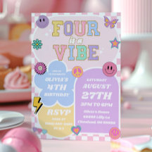 Vier is een Vibe Preppy Patch 4e verjaardagsfeestj