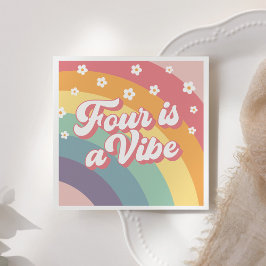 Vier is een vibe retro jaren 70 regenboog daisy ve servet