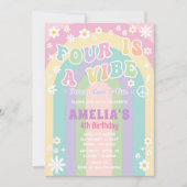 Vier is een vibe verjaardag uitnodiging (Voorkant)
