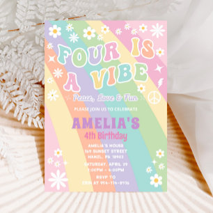 Vier is een vibe verjaardag uitnodiging