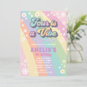 Vier is een vibe verjaardag uitnodiging (Staand voorkant)