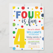 Vier is Leuke Verjaardag Uitnodiging 4e Verjaardag (Voorkant)