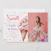 Vier is Sweet Ice Cream 4e verjaardag Foto Kaart (Voorkant)