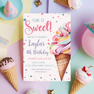 Vier is Sweet Ice Cream 4e verjaardag Kaart