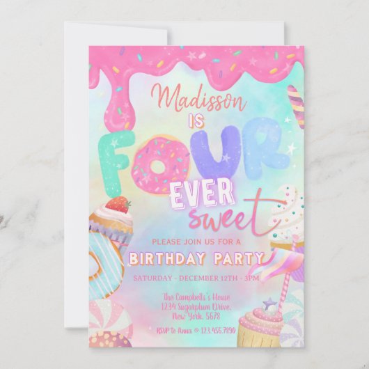 vier is zo zoet kaart (Voorkant)