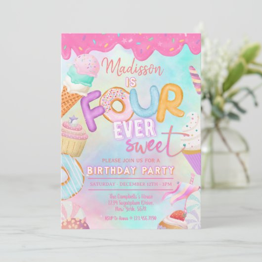 vier is zo zoet kaart (Staand voorkant)