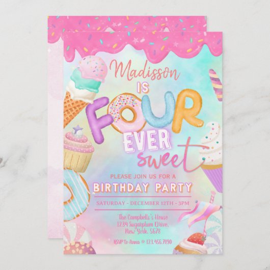 vier is zo zoet kaart (Voorkant / Achterkant)