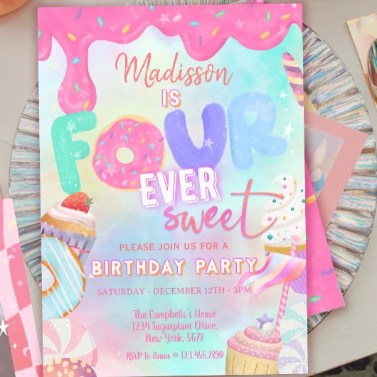 vier is zo zoet kaart