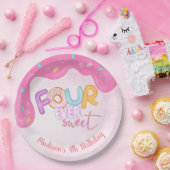 vier is zo zoete roze Bevroren Papieren Bordje (Feest)