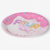 vier is zo zoete roze Bevroren Papieren Bordje (Gekanteld)