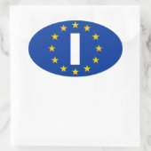 VIER Italië "I" Vlag Europese Unie Ovale Sticker (Tas)