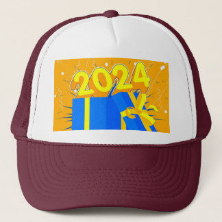 Vier jaar 2024 met Gift Box Wit en Maroon Trucker Pet