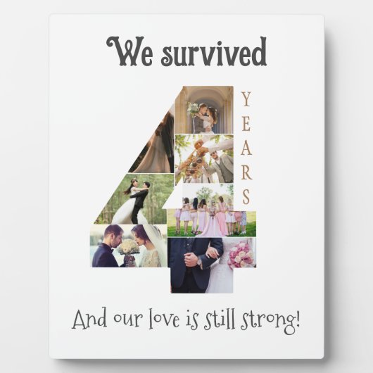 Vier jaar bruiloft Jubileum Fotoplaat (Voorkant)