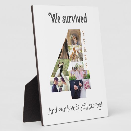 Vier jaar bruiloft Jubileum Fotoplaat (Zijkant)