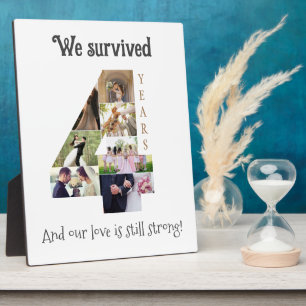 Vier jaar bruiloft Jubileum Fotoplaat