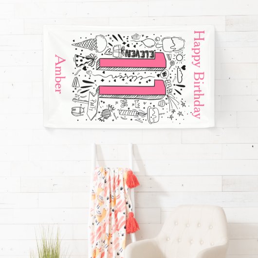 Vier jaar elfde roze verjaardag spandoek (Insitu)