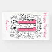 Vier jaar elfde roze verjaardag spandoek (Horizontaal)