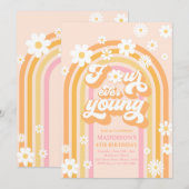 Vier jaar jonge Boho Daisy Rainbow vierde verjaard Kaart (Voorkant / Achterkant)